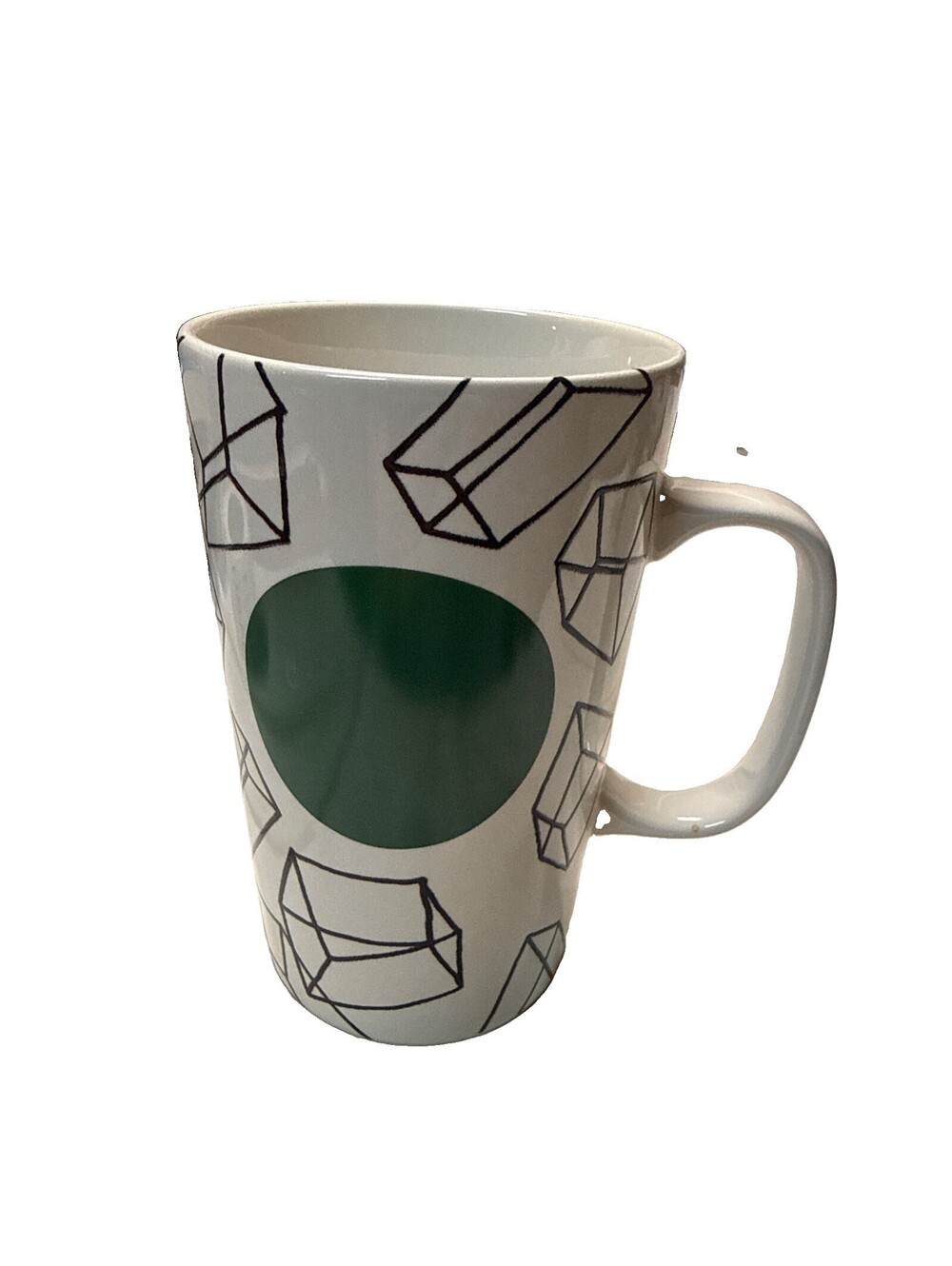 Starbucks Tall Green Dot Collection Geometric Cubes Coffee Tea Mug 16 oz